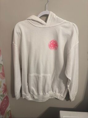 White Alpha Gamma Delta Hoodie Sweatshirt with Pink Graphic